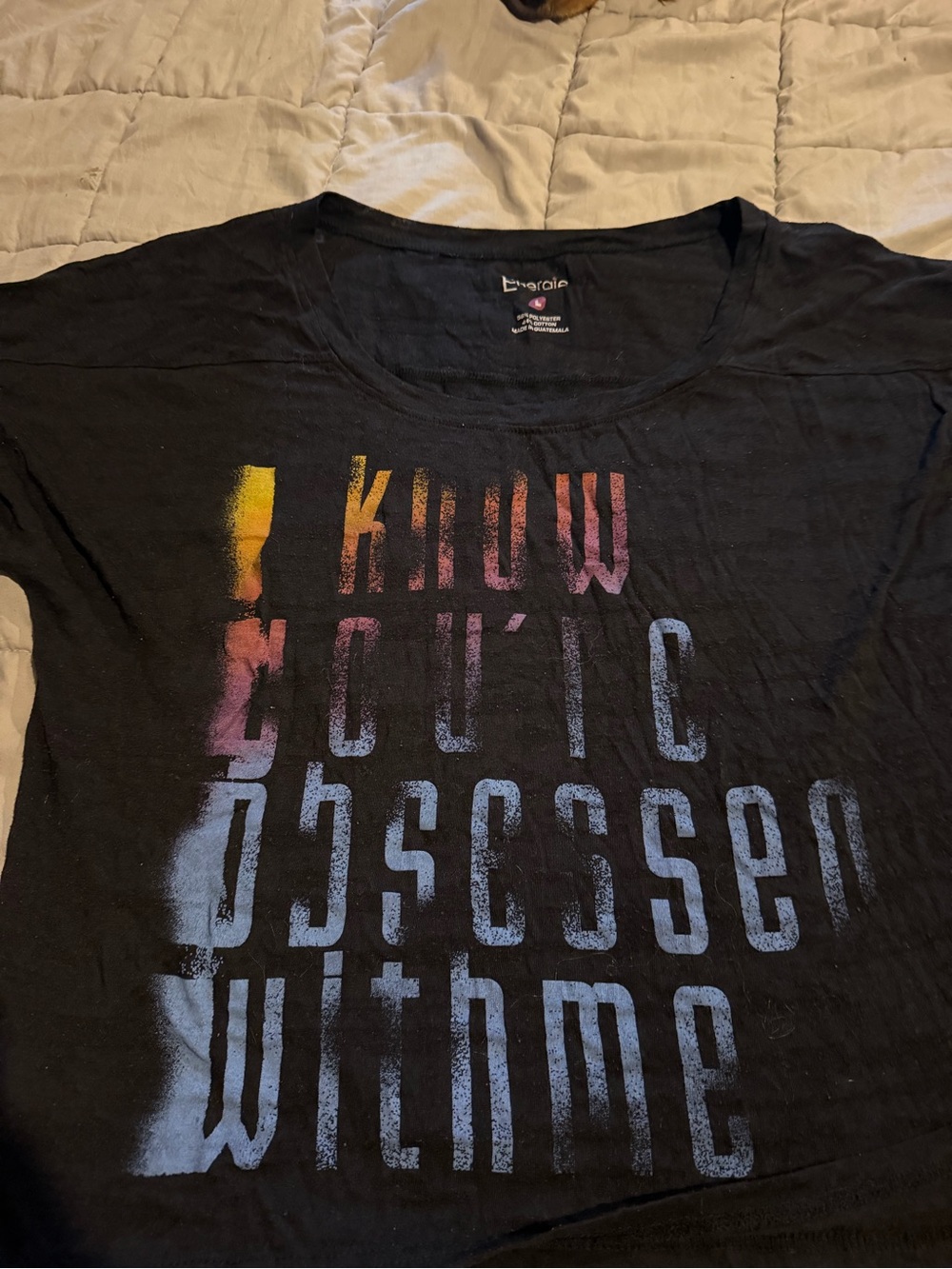 Energie Black Short-Sleeve Graphic Tee with Multicolor Ombre Text